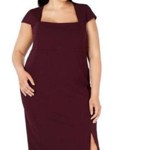 Calvin Klein square neck dress, aubergine, sz 18. NWT